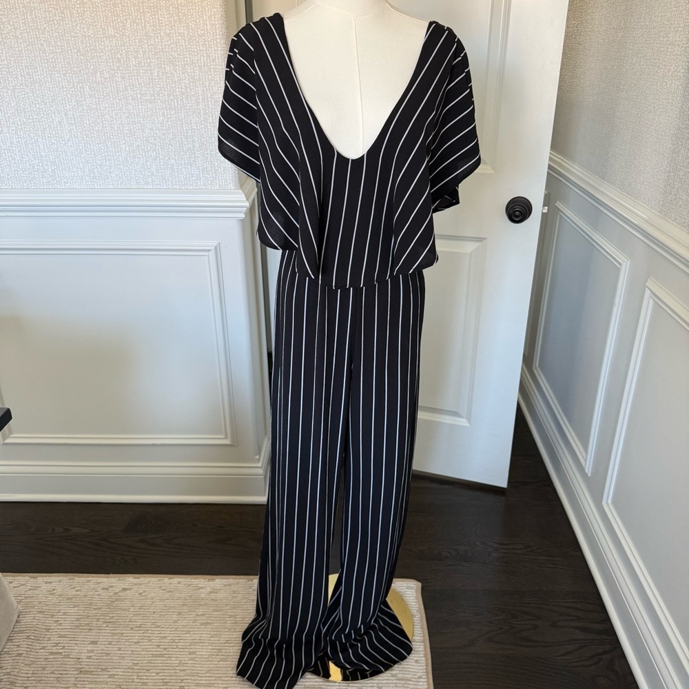 Windsor Black and White Striped Women's Jumpsuit Small